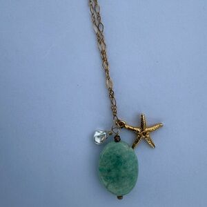Starfish and Green Stone Necklace